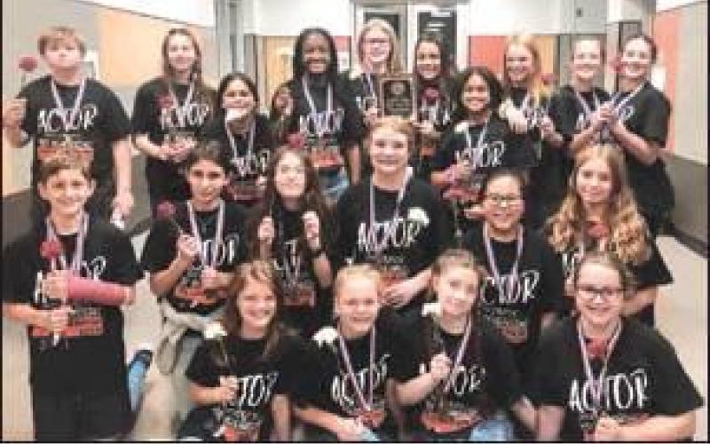 RIGHT: Teague Junior High School students took home awards at the competition held Dec. 16 at Teague ISD. Leynie Horton, in the play as Momma, was awarded the All-Star Cast award. For playing the role of Necktie, Jace Pickett earned Honorable Mention All-